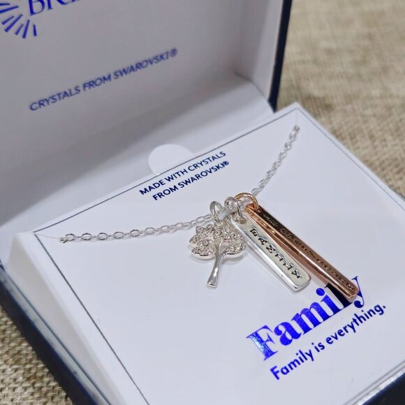 “Family Tree” Swarovski Crystal Necklace – Sterling Silver & 18K Gold 18" - Picture 5 of 5